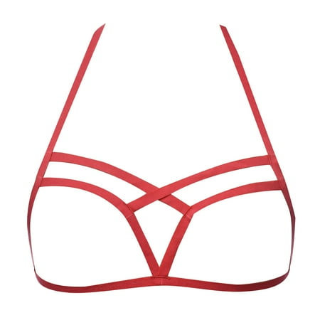 Women Lace Up Bra Black Cutout Adjustable Lingerie Bra Lady Elastic Band Bra