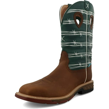Twisted X Men s 12 Western Work Boot Oiled Buffalo & Green-Blue Slate 9.5 D