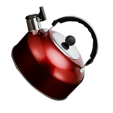 Acaigel 3L Red Stainless Steel Whistling Tea Kettle Tea Pots for Stove
