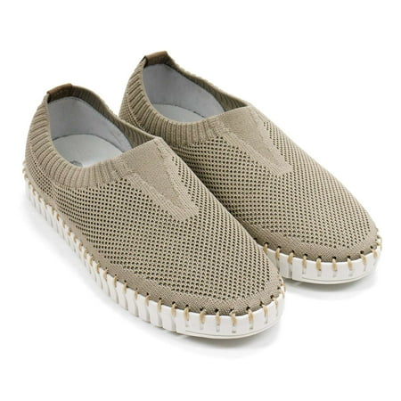 Eric Michael Women s Lucy Slip-On Stretchable Flats Beige 7 M US