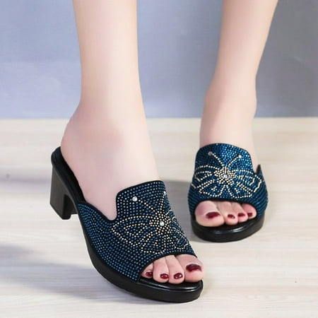 Sawvnm Fashion Women Casual Round Head Comfy Slippers Rhinestone Beach Casual High Heel Shoes on Clearance
Sawvnm Fashion Women Casual Round Head Comfy Slippers Rhinestone Beach Casual High Heel Shoes on Clearance
