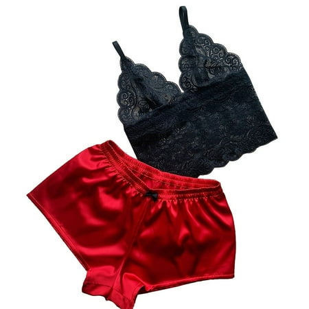 Lingerie For Women Satin Lace V-Neck Camisole Bowknot Shorts Set Pajamas Sleepwear
Lingerie For Women Satin Lace V-Neck Camisole Bowknot Shorts Set Pajamas Sleepwear