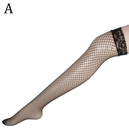 Women Lingerie Fishnet Lace Mesh High Thigh Transparent Stockings Pantyhose I2N3