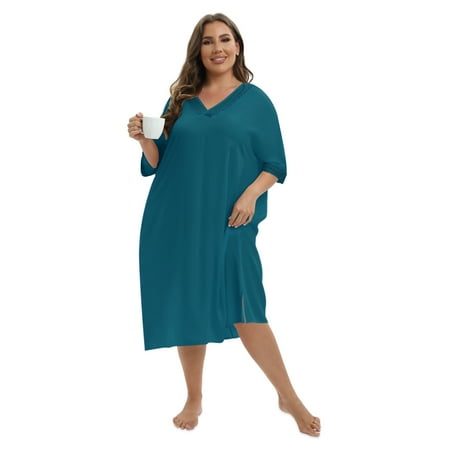 Baywell Women Nightgowns V-neck Short Sleeve Loungewear Soft Lace Night Shirts Sleepwear Loose Plus Size Sleep Dress Green XL-5XL
Baywell Women Nightgowns V-neck Short Sleeve Loungewear Soft Lace Night Shirts Sleepwear Loose Plus Size Sleep Dress Green XL-5XL