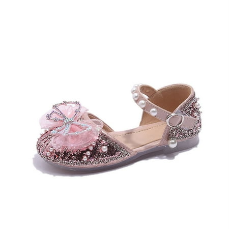 

Children Girls Shoes Bowknot Printed Flat Close Toe Breathable Pearl Sandals Soft Cover Sandals 0 To 12 Years Child Footwear For School