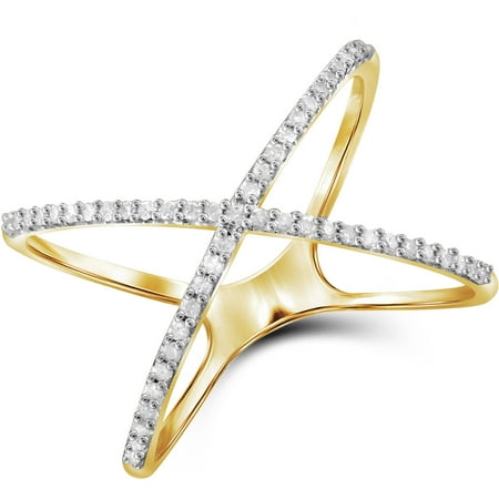 1/7 Carat T.W. White Diamond 14kt Gold Over Silver X Ring