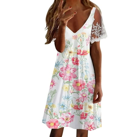 Women Casual V Neck Summer Floral Printed Short Sleeve Dress Beach Sundress Lace Petal Sleeve Mini Dresses Black Dress Maternity Dresses Casual
Women Casual V Neck Summer Floral Printed Short Sleeve Dress Beach Sundress Lace Petal Sleeve Mini Dresses Black Dress Maternity Dresses Casual