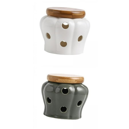 2 Tarros de Cerámica para Ventilados con Tapa Blanco verde