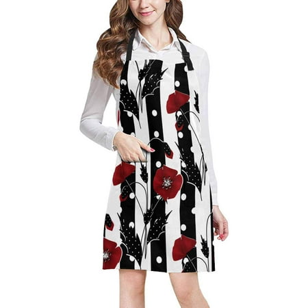 ASHLEIGH Red Poppies on Black White Stripes Adjustable Bib Apron with Pockets Commercial Restaurant and Home Kitchen Apron for Women Men
ASHLEIGH Red Poppies on Black White Stripes Adjustable Bib Apron with Pockets Commercial Restaurant and Home Kitchen Apron for Women Men