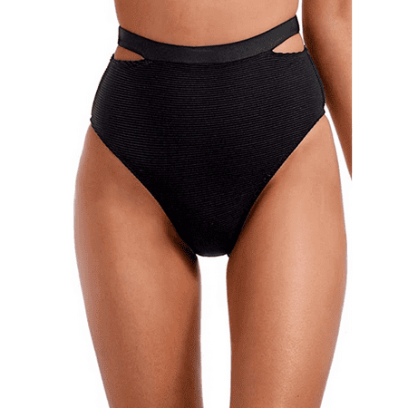Vitamin A Women s Black BioRib High Waist Bikini Bottom Size 8