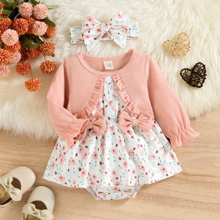 Girls Ruffles Long Sleeve Floral Prints Bowknot Romper Bodysuits Dress Headbands Set
Girls Ruffles Long Sleeve Floral Prints Bowknot Romper Bodysuits Dress Headbands Set