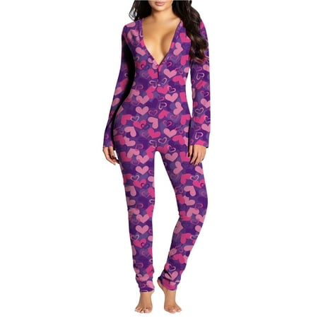 Dtydtpe pajamas for women Women s Button Down Valentine s Day Print Sleepwear Functional Buttoned Flap Adults Jumpsuit Purple
Dtydtpe pajamas for women Women s Button Down Valentine s Day Print Sleepwear Functional Buttoned Flap Adults Jumpsuit Purple