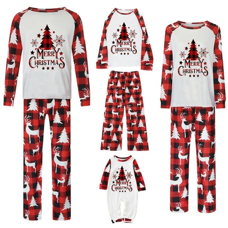 

Black and Friday Deals 2023 EGNMCR Holiday Family Matching Pajamas Christmas PJs Set Letter Plaid Printed Long Sleeve Tops Xmas Pajamas Pant Cute Family PJs Merry Christmas Women Outfit on Clearance