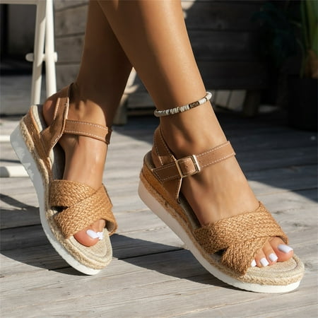 ZHELIYO Women s sandals Women s Casual Side Hollow Belt Buckle Slope Bottom Roman Shoes Summer Fashion Ladies Sandals Brown 6
ZHELIYO Women s sandals Women s Casual Side Hollow Belt Buckle Slope Bottom Roman Shoes Summer Fashion Ladies Sandals Brown 6