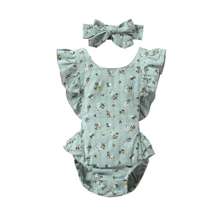 EHTMSAK Newborn Infant Baby Toddler Girl Summer Floral Short Sleeve Ruffle Lace with Headband Set Bodysuit Mint Green 0-24M 70
EHTMSAK Newborn Infant Baby Toddler Girl Summer Floral Short Sleeve Ruffle Lace with Headband Set Bodysuit Mint Green 0-24M 70