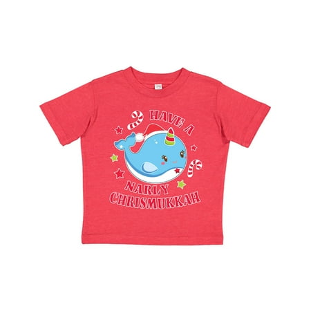 Inktastic Have a Narly Chrismukkah with Cute Narwhal and Candy Canes Gift Toddler Boy or Toddler Girl T-Shirt