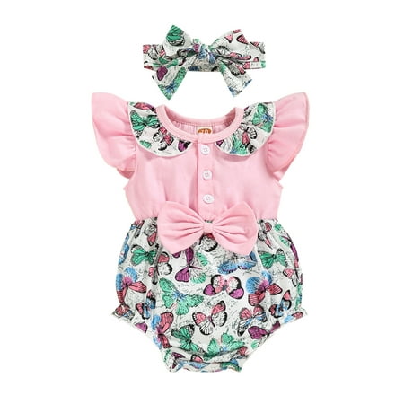 CenturyX Newborn Baby Girls Summer Outfits Toddler Butterfly Leaf Print Bodysuit Headband Summer Clothes Pink 6-9 Months
CenturyX Newborn Baby Girls Summer Outfits Toddler Butterfly Leaf Print Bodysuit Headband Summer Clothes Pink 6-9 Months