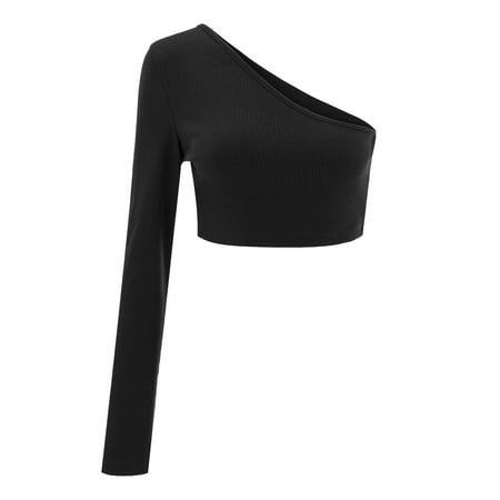 LBECLEY Scrub Tops Women Plus Size Women s Autumn Winter Solid One Shoulder Long Sleeve Slim Back Girl Short Top Plus Size Womens Tops Dressy Black S 
LBECLEY Scrub Tops Women Plus Size Women s Autumn Winter Solid One Shoulder Long Sleeve Slim Back Girl Short Top Plus Size Womens Tops Dressy Black S