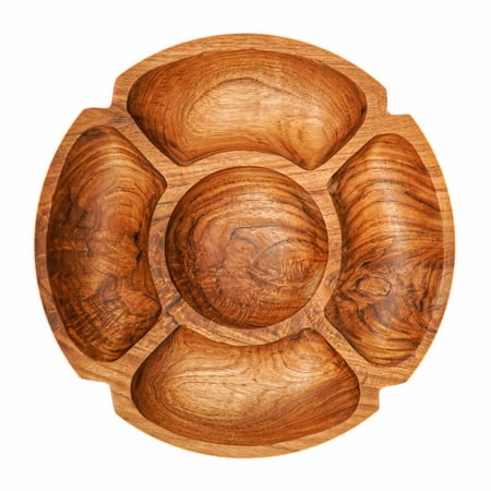 Flower Sectional Teak Wood Platter