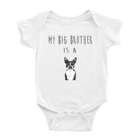 My Big Brother Is A Boston Terrier Dog Funny Announcement Baby Bodysuit Unisex
My Big Brother Is A Boston Terrier Dog Funny Announcement Baby Bodysuit Unisex