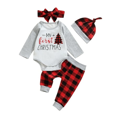 Nokpsedcb Christmas Baby Girls Boys Clothing Sets Letter Printing Romper Plaid Pants Cap Headwear Xmas Outfit Gray 12-18 Months
Nokpsedcb Christmas Baby Girls Boys Clothing Sets Letter Printing Romper Plaid Pants Cap Headwear Xmas Outfit Gray 12-18 Months