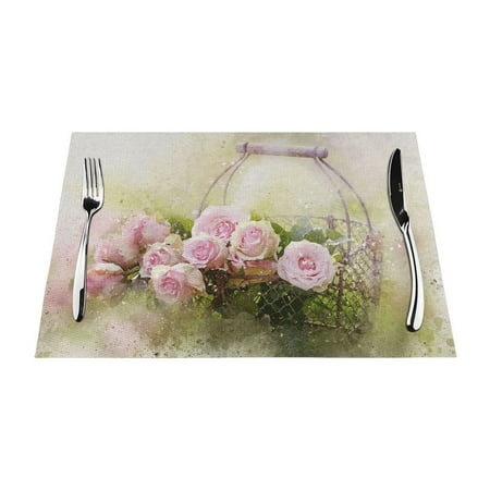 XMXY Woven Placemats Set of 4 PCS Watercolor Roses Basket Table Mats Washable Heat Resistant Placemats
XMXY Woven Placemats Set of 4 PCS Watercolor Roses Basket Table Mats Washable Heat Resistant Placemats