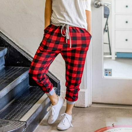 Jiyugala Pants For Women Women s Plaid Printed Christmas Pants Casual Pants Pajama Pants
