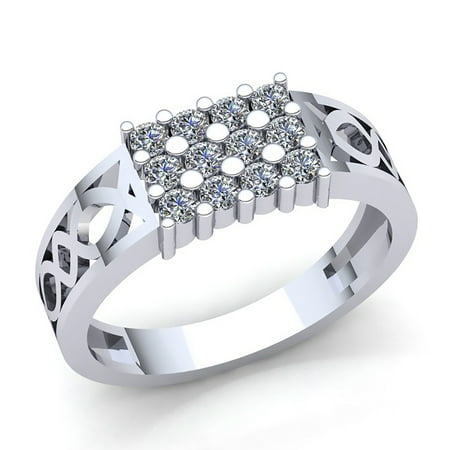 Genuine 0.75ct Round Cut Diamond Men's Cluster Engagement Anniversary Ring Solid 18K Rose, White or Yellow Gold G SI1