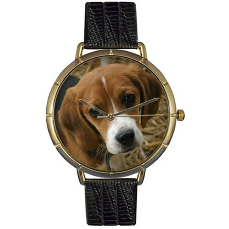 Whimsical Watches Womens N0130007 Beagle Black Leather And Goldtone Photo Watch