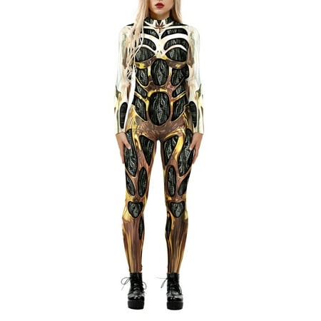 Womens Jumpsuits Dressy Skeleton Robot 3D Printing Bodysuit Zipper Back Full Body Bodysuit Romper Gold L
Womens Jumpsuits Dressy Skeleton Robot 3D Printing Bodysuit Zipper Back Full Body Bodysuit Romper Gold L