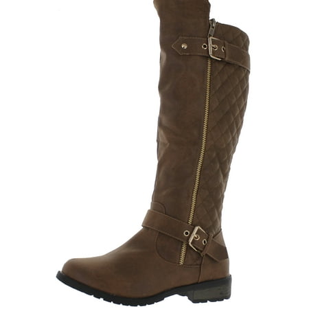 West Blvd Atlanta MANGO21 Quilted Riding Boots Tan Distressed 7