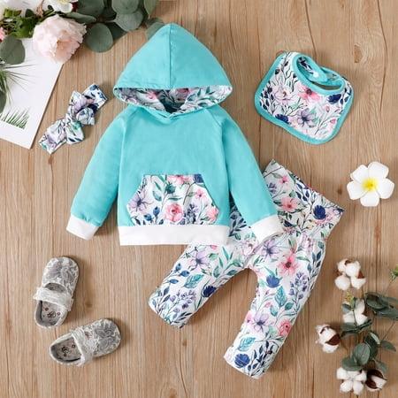 Baby Girl Infant Long Sleeve Hooded Sweatshirt Tops + Pants + Bib + Headband Floral Outfit Set Clothes
Baby Girl Infant Long Sleeve Hooded Sweatshirt Tops + Pants + Bib + Headband Floral Outfit Set Clothes