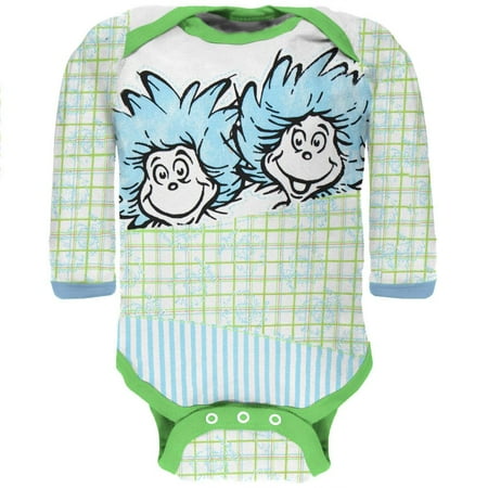 Dr. Seuss - Fun Things Long Sleeve Baby One Piece - 0-3 months