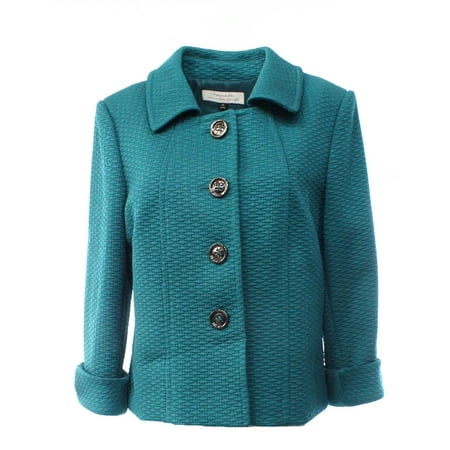 UPC 884449105539 product image for Tahari By ASL NEW Green Teal Women's 10 Textured Seamed Cuffed Jacket $139 #095 | upcitemdb.com