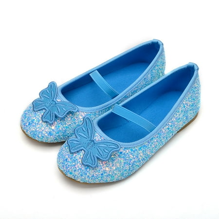 Hawee Girls Sequins Butterfly Ballerinas Flats Pumps Slip-Ons Size 6-12