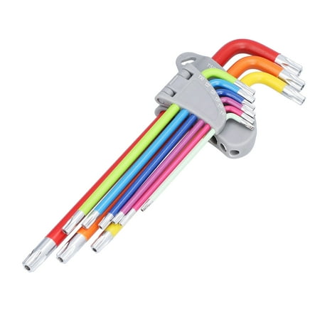 Hexs Wrench Set T10-T50 Long Arm 9Pcs Large Torsion Multi Colour Star Hex Keys With Foldable Holders For Motorcycle Maintenance For Bike For Turning Screws
Hexs Wrench Set T10-T50 Long Arm 9Pcs Large Torsion Multi Colour Star Hex Keys With Foldable Holders For Motorcycle Maintenance For Bike For Turning Screws