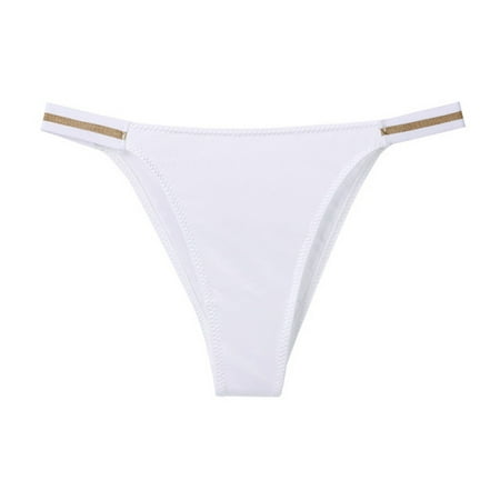 

harmtty Panties Slim Fit Ice Silk Openwork Stretchy T-back Women Briefs for Honeymoon White M