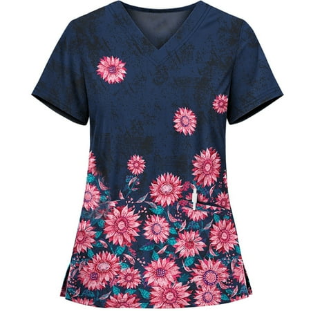 Cakiesky Scrub Uniforms Womens Cartoon Pattern V Neck Nursing Workers Shirt with Pockets Navy XXL 
Cakiesky Scrub Uniforms Womens Cartoon Pattern V Neck Nursing Workers Shirt with Pockets Navy XXL
