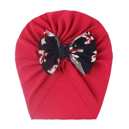 Toddler Kids Baby Girls Floral Bow Knotted Hat Cap Beanie Headwear Accessories