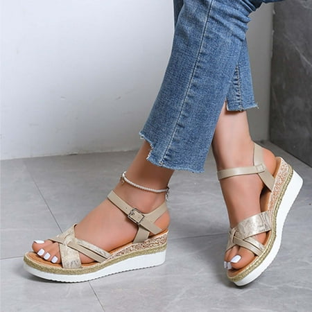 Pejock Summer Sandals Savings Clearance 2023! Women s Open Toe Buckle Ankle Platform Wedge Sandals Casual All-match Black Heeled Sandals Platform Wedge Sandals for Women Dressy Sandals
Pejock Summer Sandals Savings Clearance 2023! Women s Open Toe Buckle Ankle Platform Wedge Sandals Casual All-match Black Heeled Sandals Platform Wedge Sandals for Women Dressy Sandals