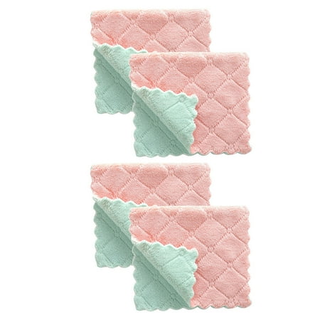 wendunide home & kitchen 4Pcs Nonstick Oil Coral Velvet Hanging Hand Towels Kitchen Dishclout