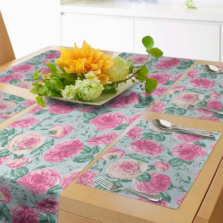 Vintage Rose Table Runner & Placemats Grungy Look Flower Arrangement Set for Dining Table Decor Placemat 4 pcs + Runner 16 x72 Pale Blue Pink by Ambesonne
Vintage Rose Table Runner & Placemats Grungy Look Flower Arrangement Set for Dining Table Decor Placemat 4 pcs + Runner 16 x72 Pale Blue Pink by Ambesonne