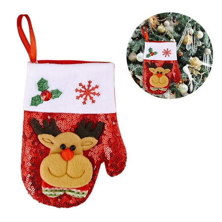Rainbow 1/3PCS Christmas Glove Tableware Bag Holder Fork Spoon Pocket Pouches Glove elk