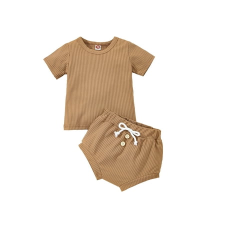 IZhansean 2PCS Toddler Newborn Baby Boy Girl Summer Clothes Solid Short Sleeve Tops Drawstring Shorts Sets Coffee 0-3 Months
IZhansean 2PCS Toddler Newborn Baby Boy Girl Summer Clothes Solid Short Sleeve Tops Drawstring Shorts Sets Coffee 0-3 Months