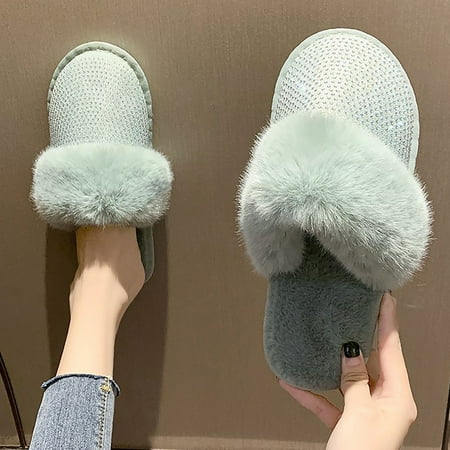 Slippers Fashion Women Rhinestones Slip On Furry Plush Flat Home Winter Round Toe Keep Warm Solid Color Slippers Shoes
Slippers Fashion Women Rhinestones Slip On Furry Plush Flat Home Winter Round Toe Keep Warm Solid Color Slippers Shoes