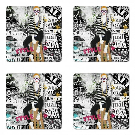Fashion Coaster Set of 4 Model Posing and Sitting on Tabouret with Clothes Grunge Street Style Print Square Hardboard Gloss Coasters Standard Size White and Black by Ambesonne
Fashion Coaster Set of 4 Model Posing and Sitting on Tabouret with Clothes Grunge Street Style Print Square Hardboard Gloss Coasters Standard Size White and Black by Ambesonne