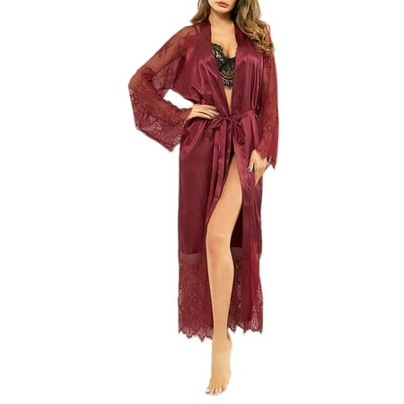 VIEGINE Women Ice Silk Solid Color Lingerie Bath Robe Sheer Eyelash Floral Lace Long Sle
VIEGINE Women Ice Silk Solid Color Lingerie Bath Robe Sheer Eyelash Floral Lace Long Sle