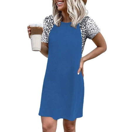 Women s Casual Leopard Color Block Short Sleeve Pajama Dress T Shirt Mini Dress
Women s Casual Leopard Color Block Short Sleeve Pajama Dress T Shirt Mini Dress