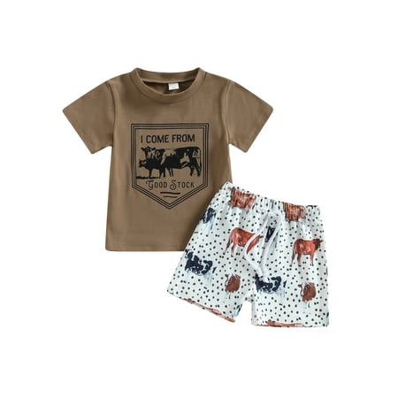 MERSARIPHY Toddler Baby Boy Western Clothes Short Sleeve Cow Letter Print T-Shirt + Dots Shorts Set
MERSARIPHY Toddler Baby Boy Western Clothes Short Sleeve Cow Letter Print T-Shirt + Dots Shorts Set