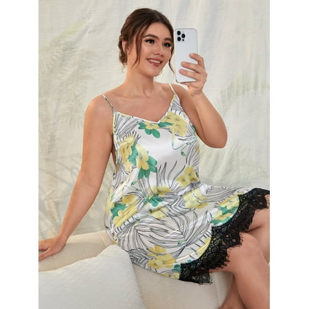 Women s Plus Tropical Print Eyelash Lace Panel Satin Cami Night Dress 3XL(18) White Elegant F22001D
Women s Plus Tropical Print Eyelash Lace Panel Satin Cami Night Dress 3XL(18) White Elegant F22001D